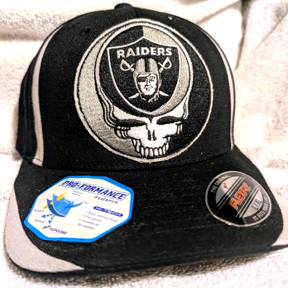 Los Angeles Raiders SYF hat, Grateful Dead Raiders Flexfit LG/XL hat